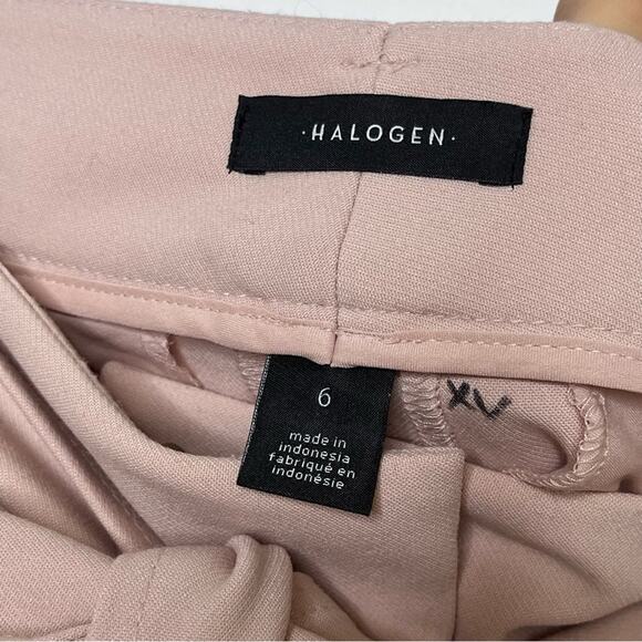 Nordstrom Halogen Tie Waist Pale Pink Twill Ankle Pants Size 6 - Picture 5 of 9